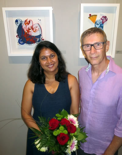 ART OF FOOD artist Anushka Deshpande with Urban Gallery curator ALLEN SHUGAR