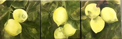 Valerie McMurray - SPANISH LEMONS Triptych oil on canvas